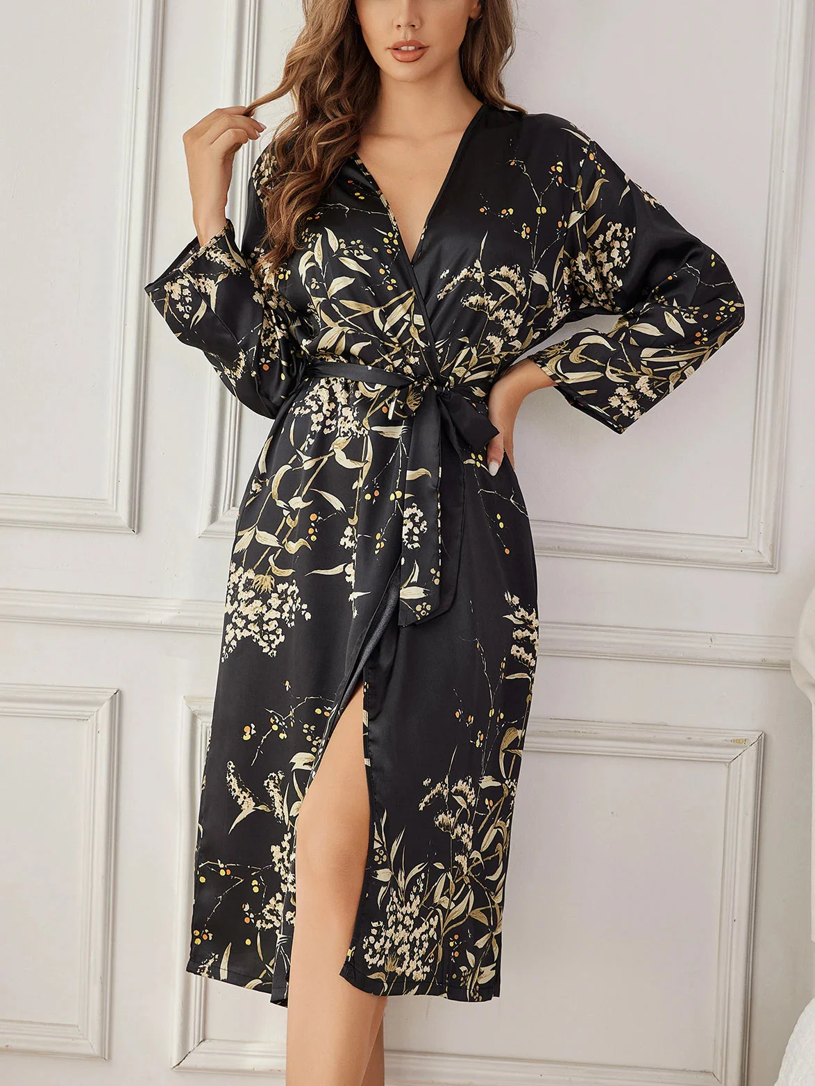 Women's Floral Print Dressing Gown Robe - Image 6
