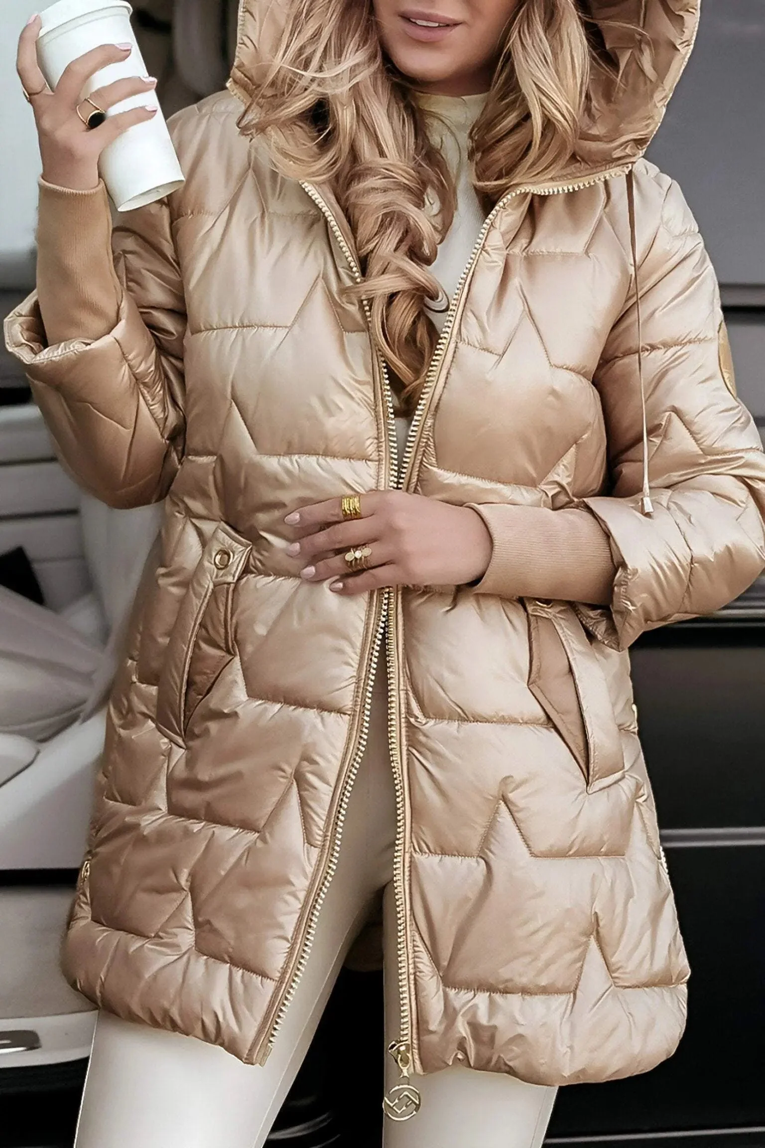 Women's Hooded Puffer Jacket with Quilted Lining - Image 7