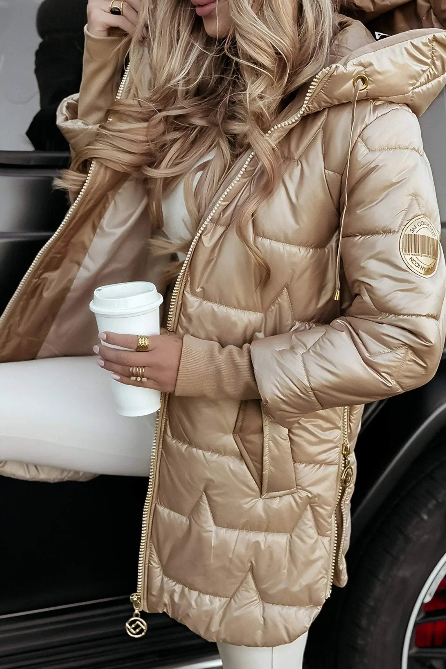Women's Hooded Puffer Jacket with Quilted Lining - Image 9