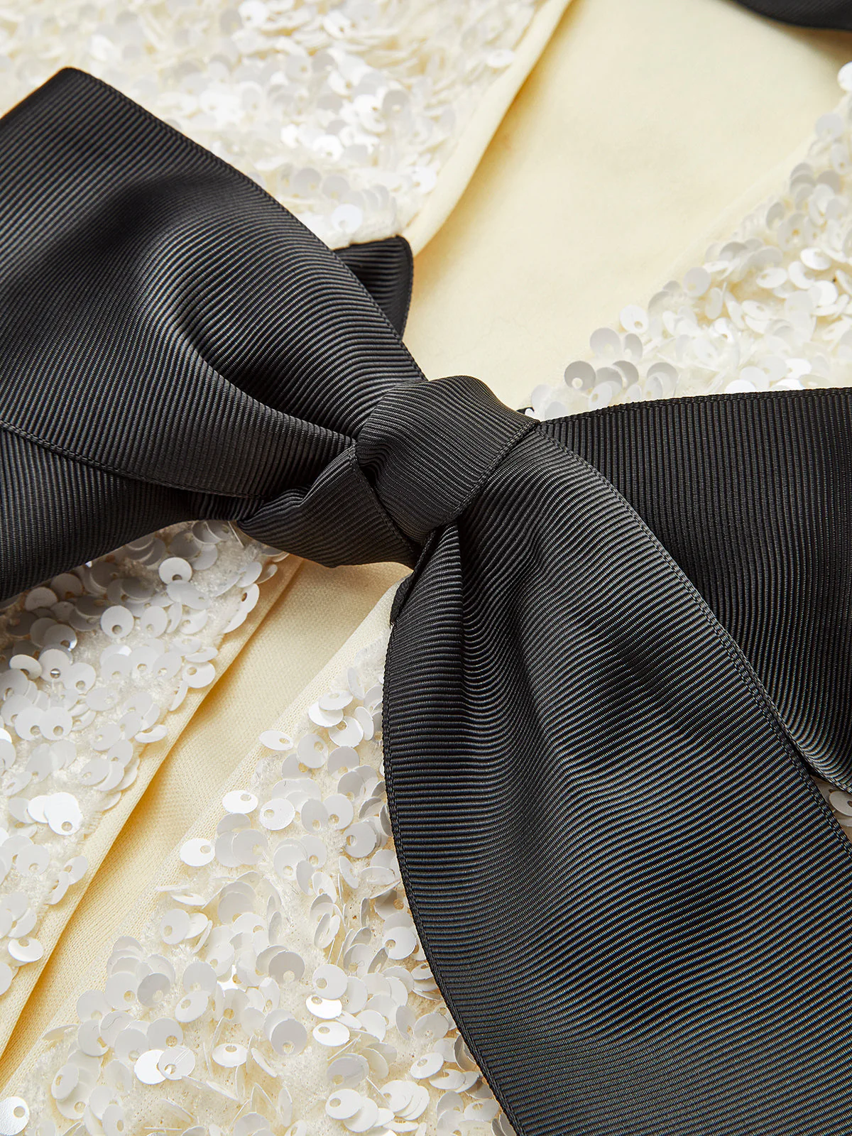Textured Sequin Jacket with Velvet Bow Detail - Image 4