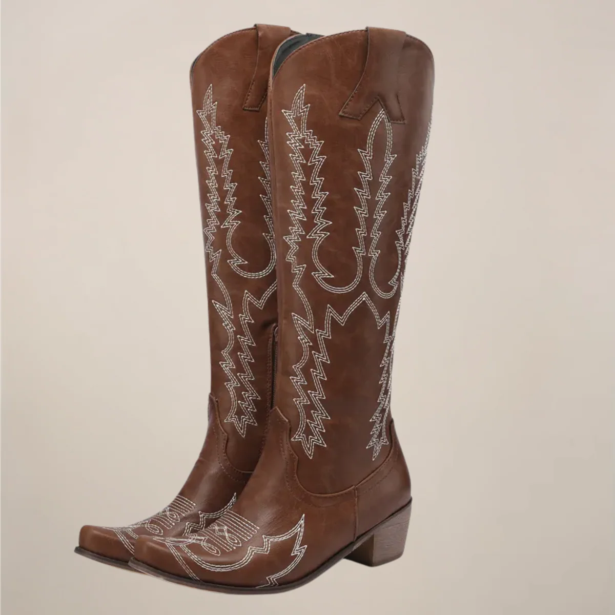 Women's Knee-High Cowboy Boots with Embroidered Design - Image 5