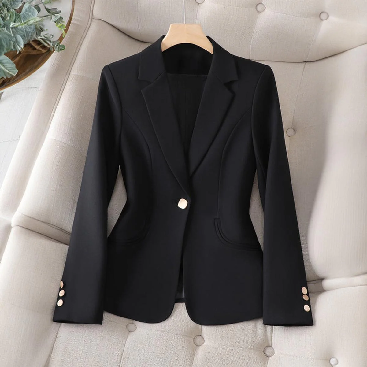 Lapel Collar Slim Fit Blazer for Women - Image 6