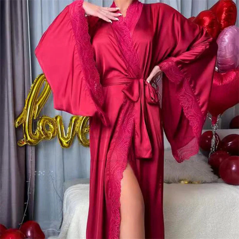 Women's Long Lace Dressing Gown Robe - Image 9