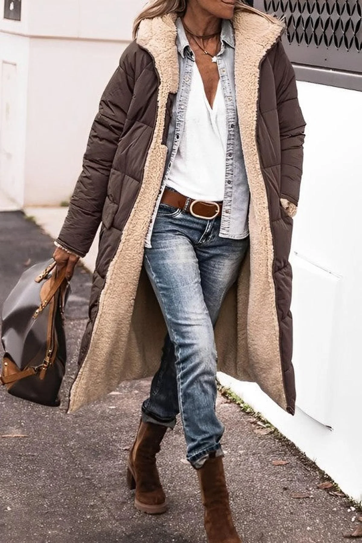 Women's Long Winter Coat Jacket With Hood - Image 2