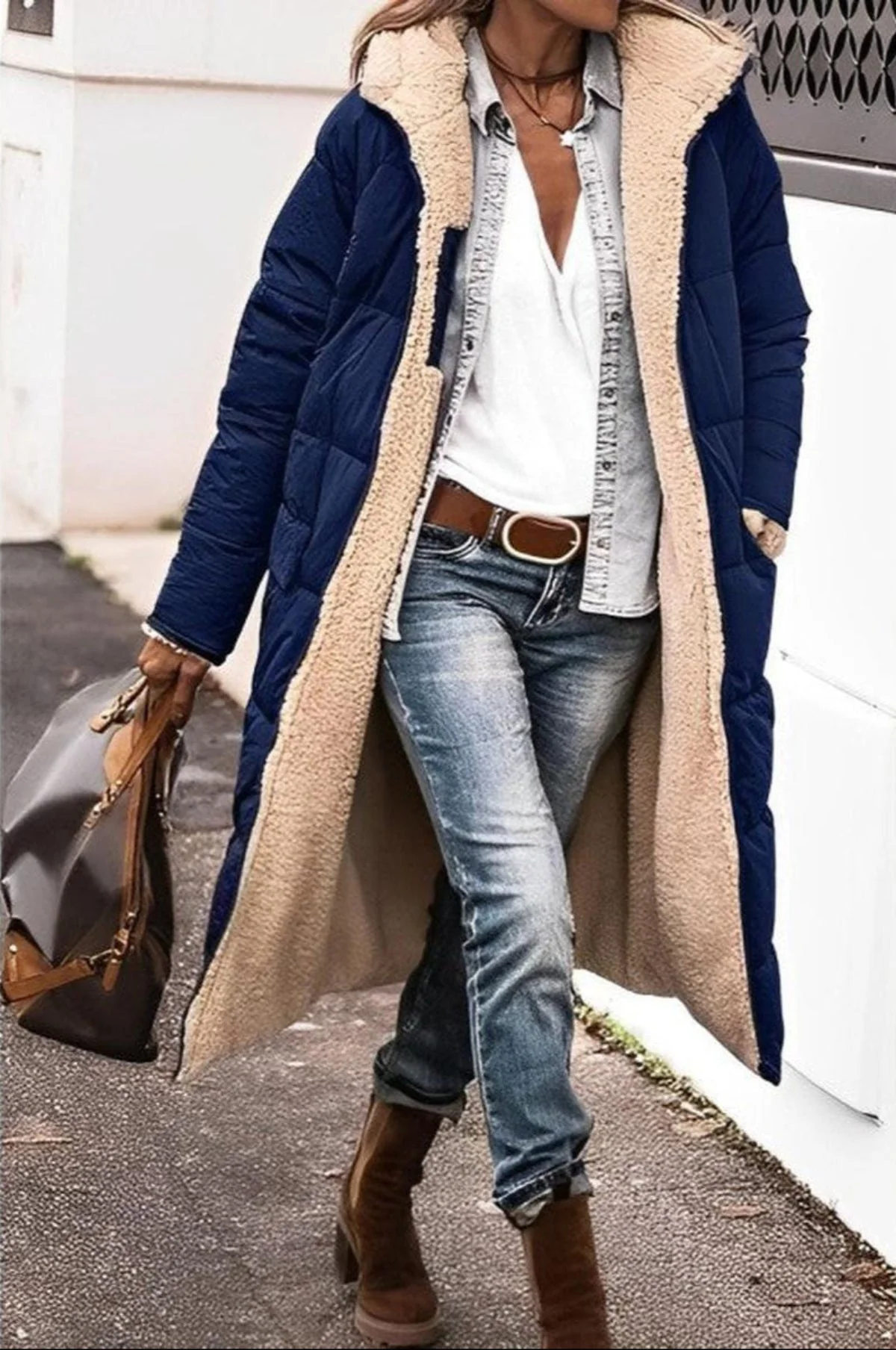 Women's Long Winter Coat Jacket With Hood - Image 3