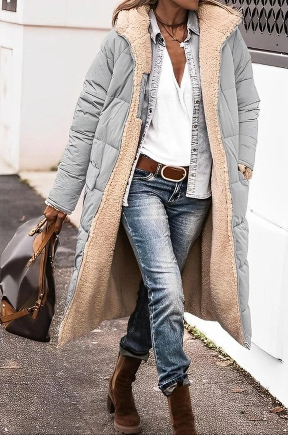 Women's Long Winter Coat Jacket With Hood - Image 4
