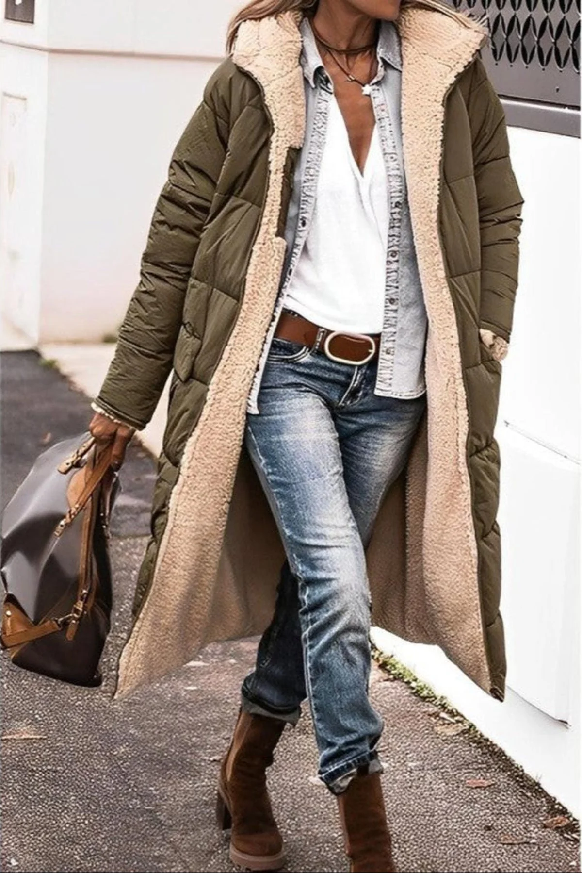 Women's Long Winter Coat Jacket With Hood - Image 5