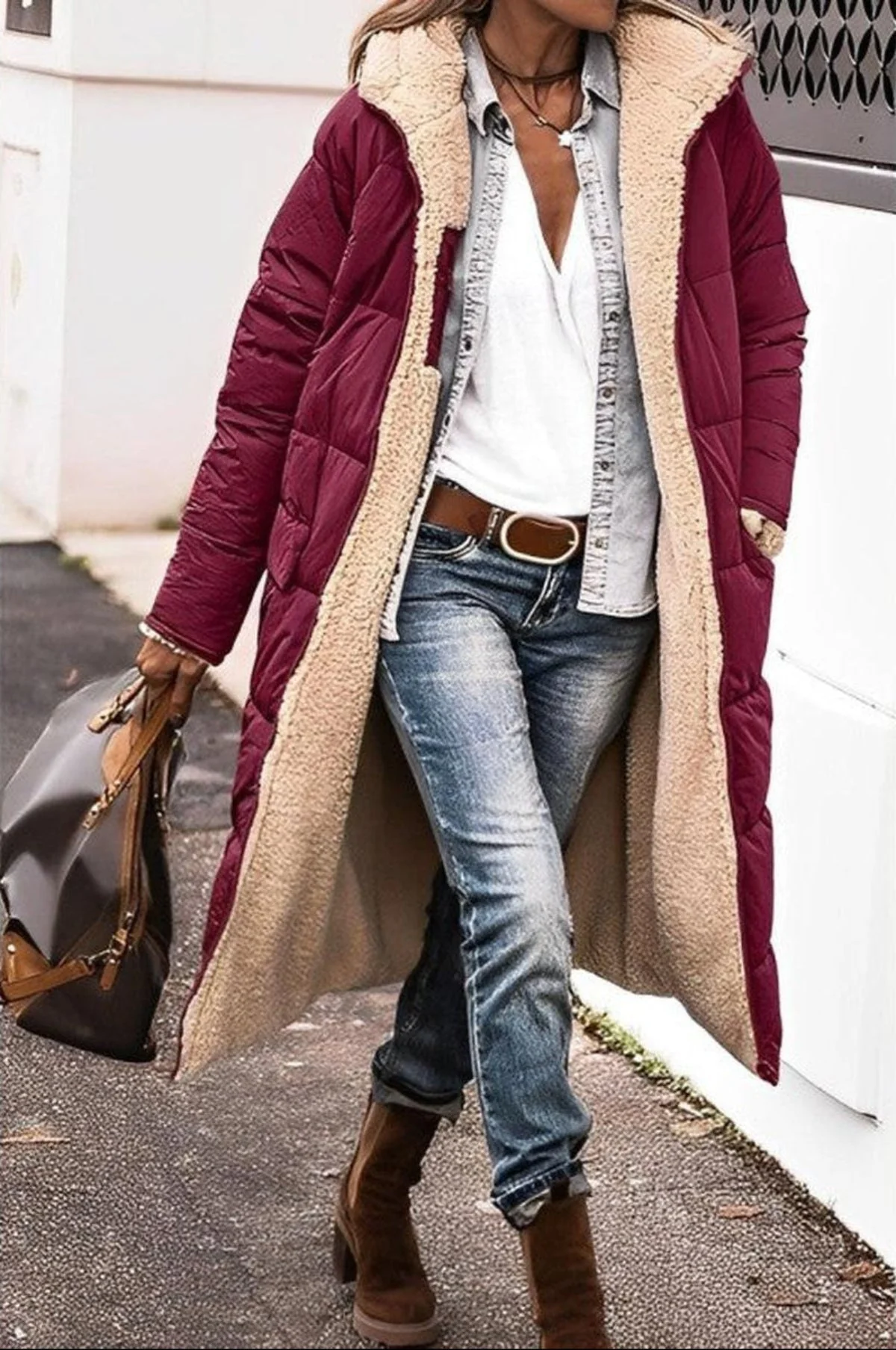 Women's Long Winter Coat Jacket With Hood - Image 6