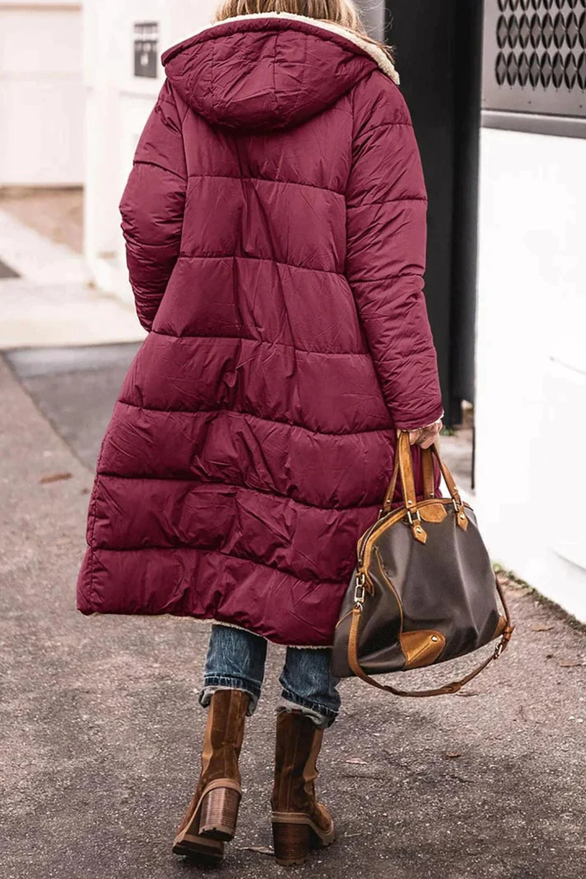 Women's Long Winter Coat Jacket With Hood - Image 9