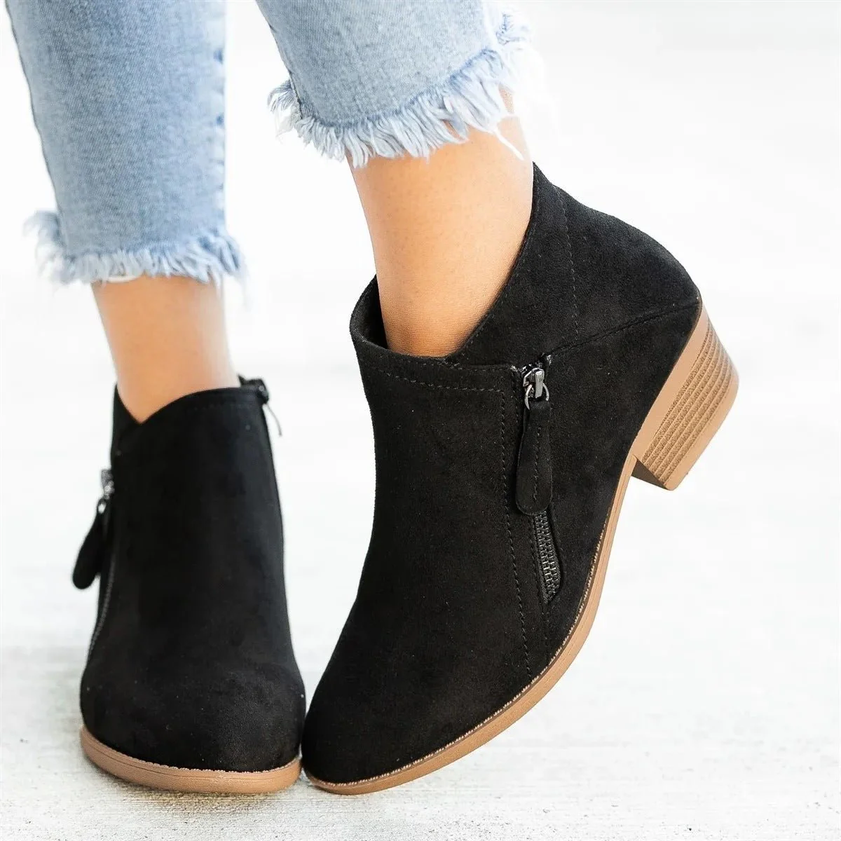 Women's Short Suede Ankle Boots - Image 3