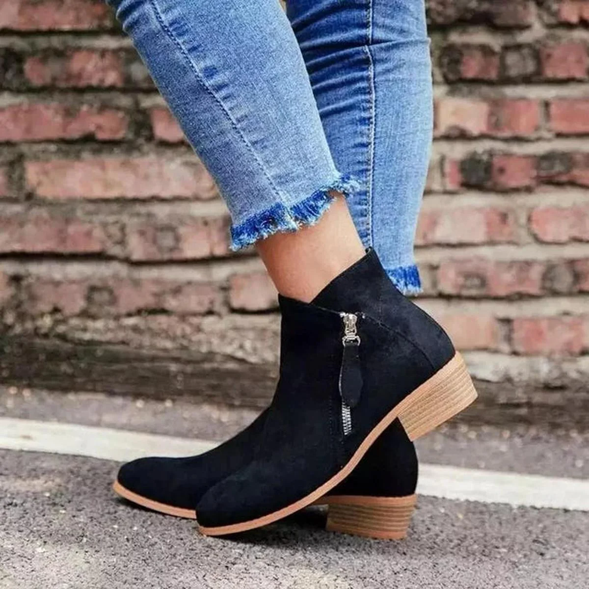 Women's Short Suede Ankle Boots - Image 5