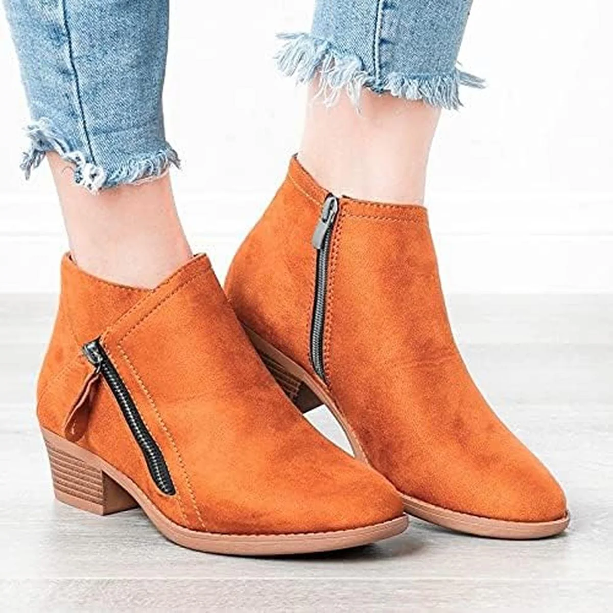 Women's Short Suede Ankle Boots - Image 6