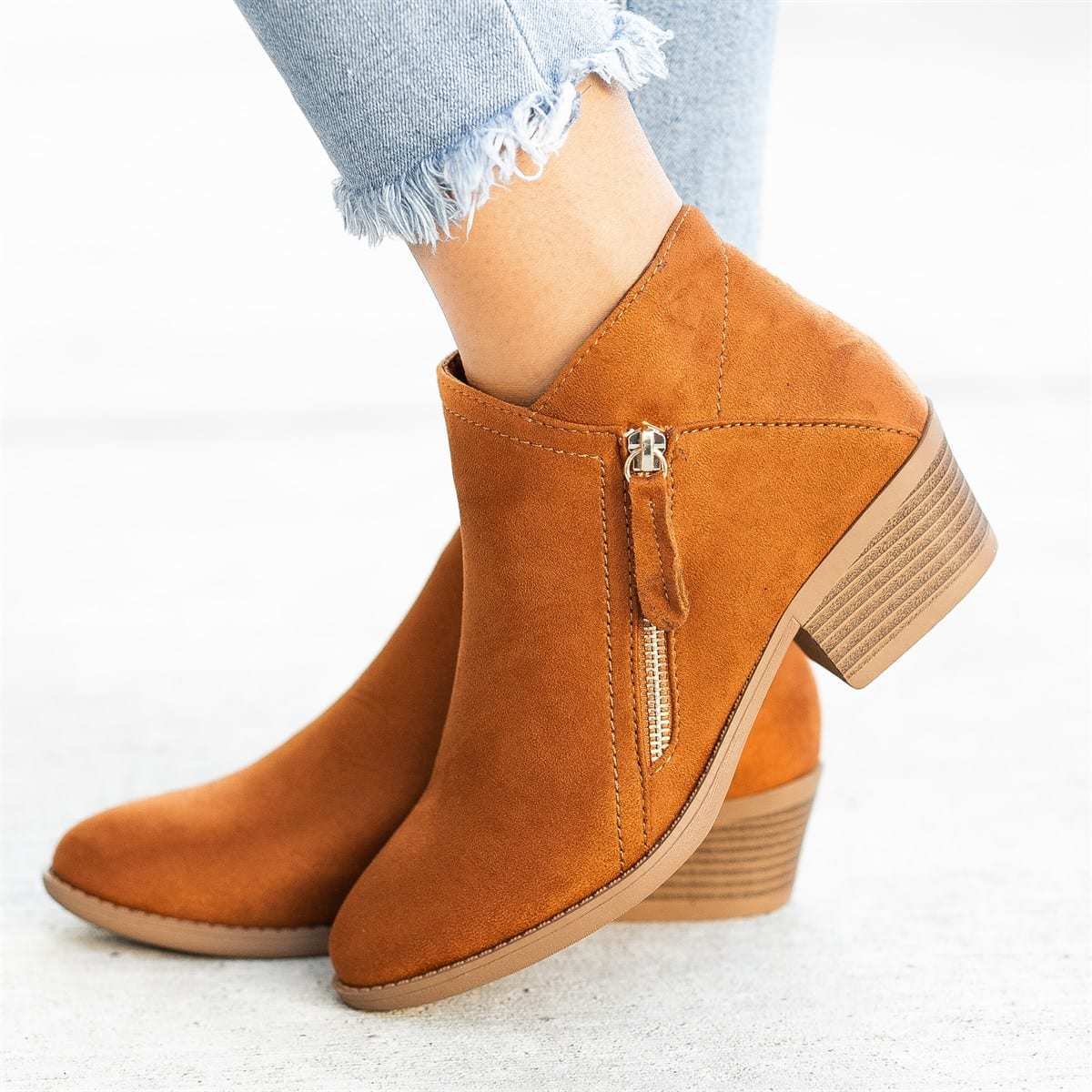 Women's Short Suede Ankle Boots - Image 8