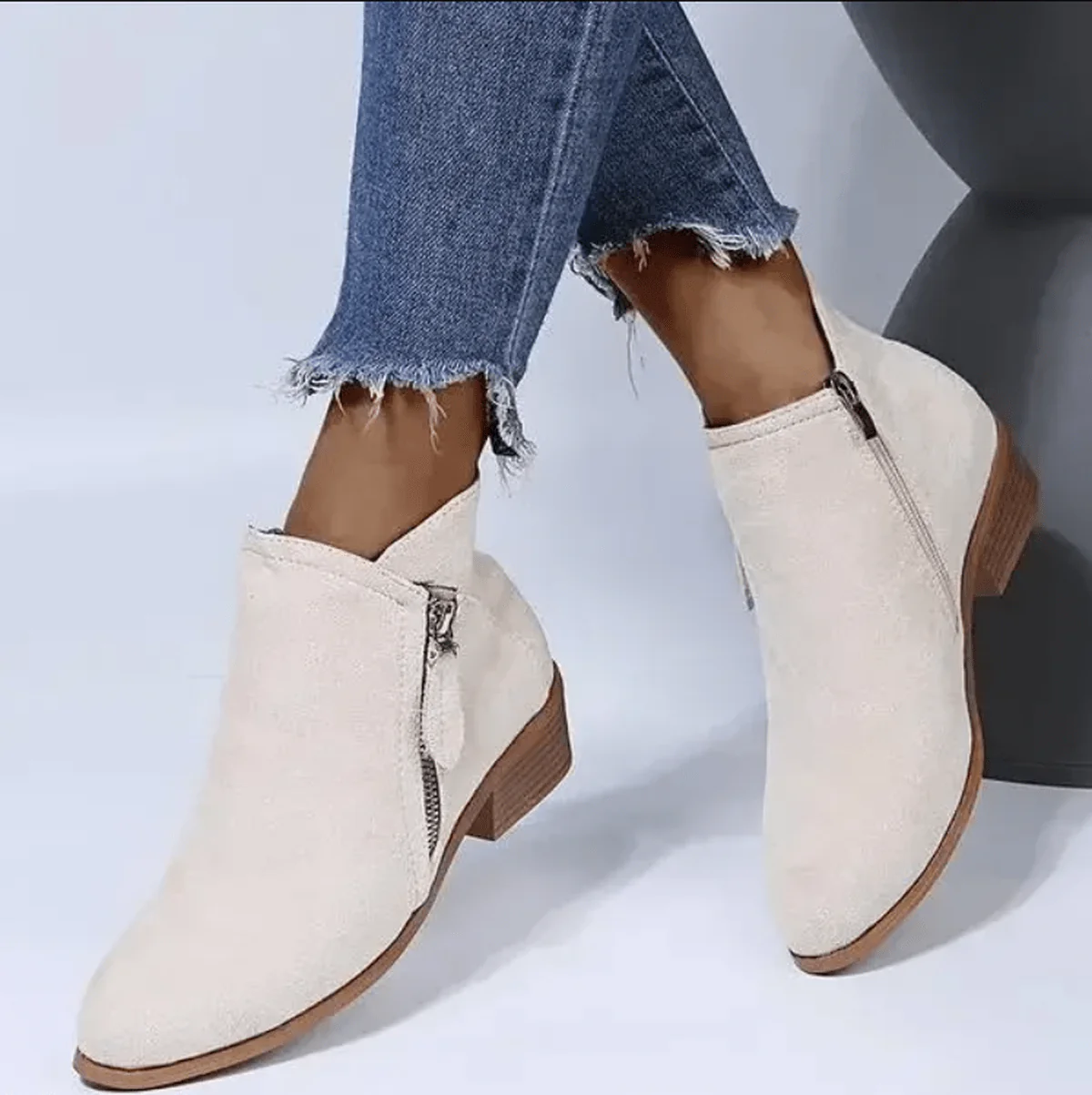 Women's Short Suede Ankle Boots - Image 9