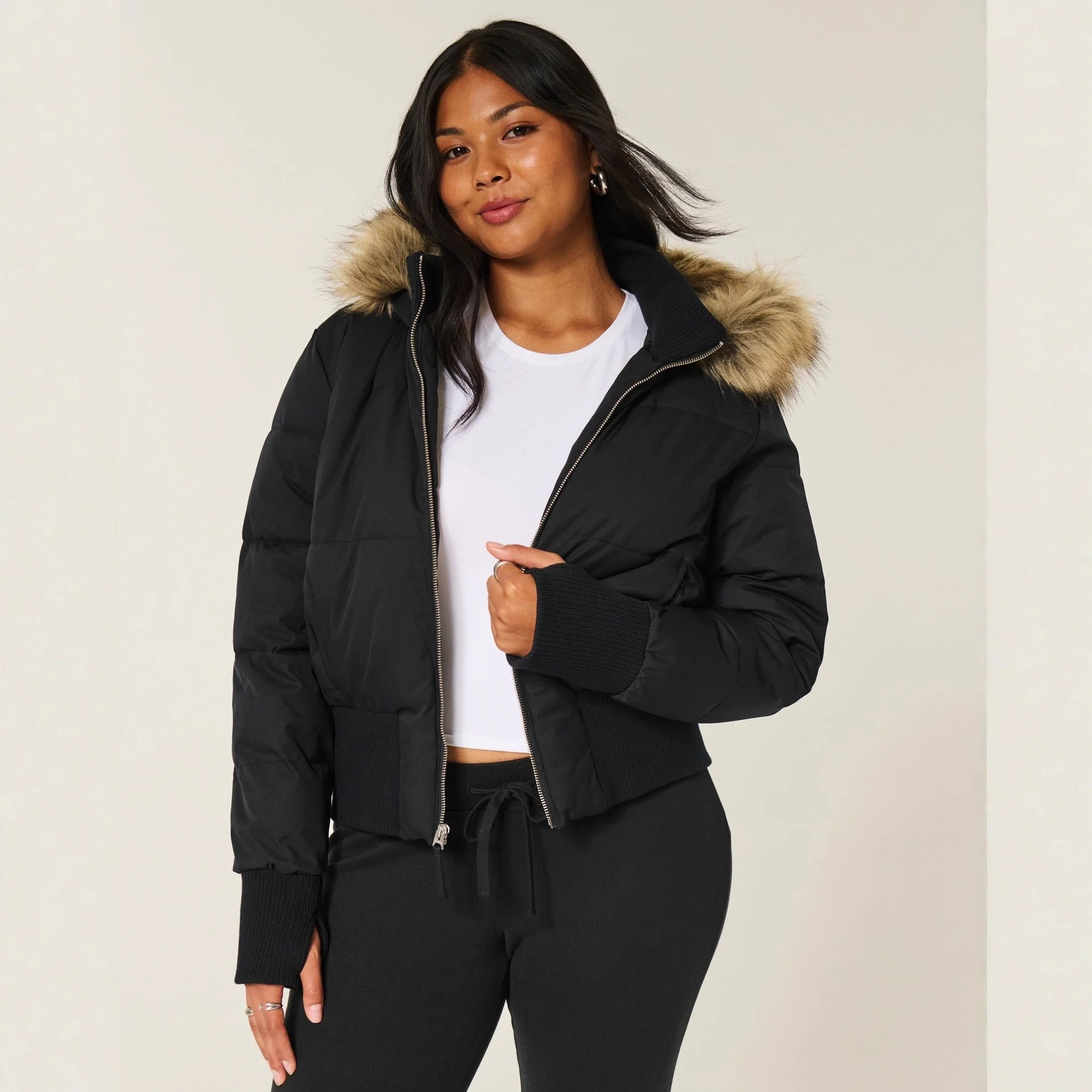 Women's Quilted Winter Jacket with Removable Hood - Image 3