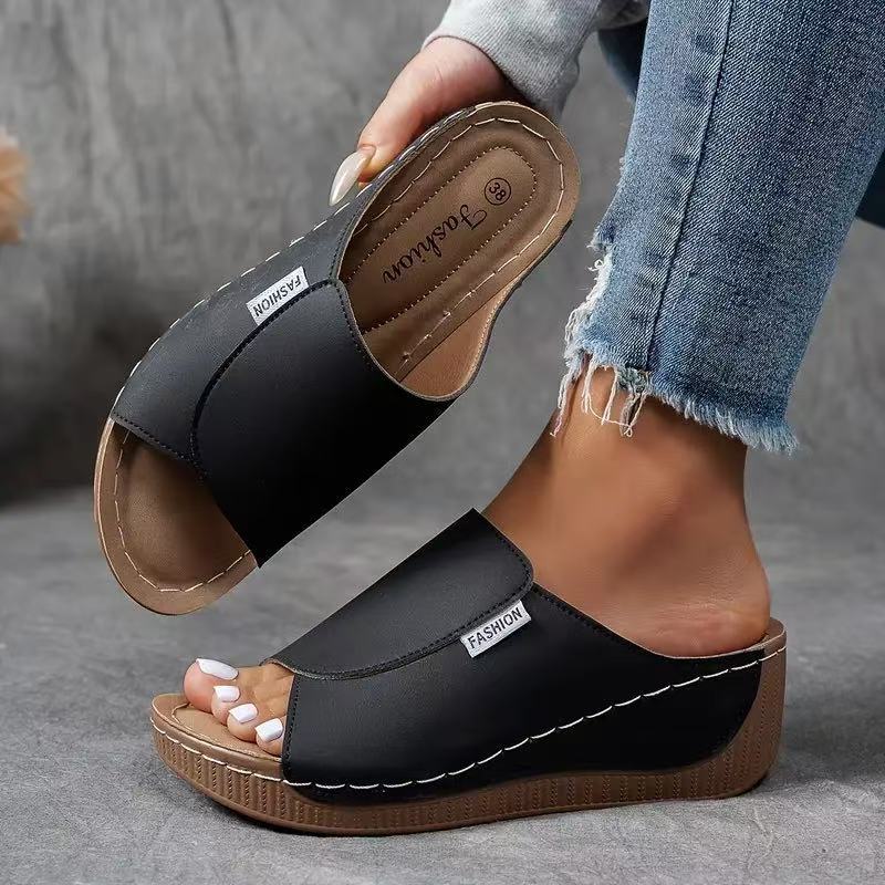 Slip-On Wedge Sandals with Open Toe for Women - Image 4