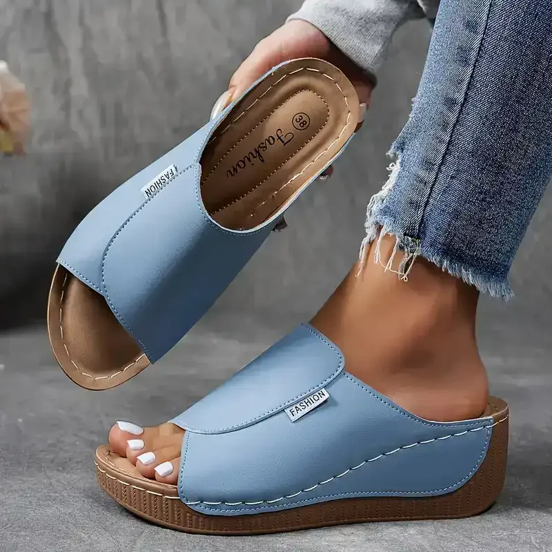 Slip-On Wedge Sandals with Open Toe for Women - Image 9
