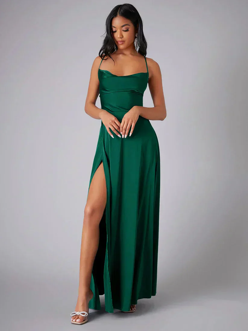 Spaghetti Strap Evening Maxi Dress with High Slit - Image 2