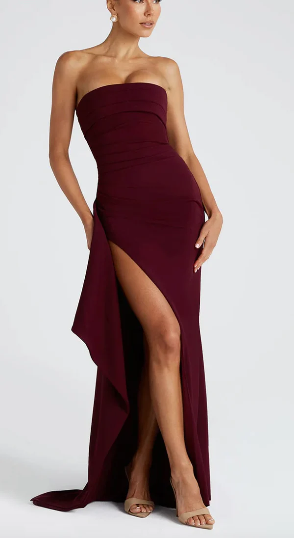 Strapless Wedding Guest Dress with Thigh-High Slit - Image 2