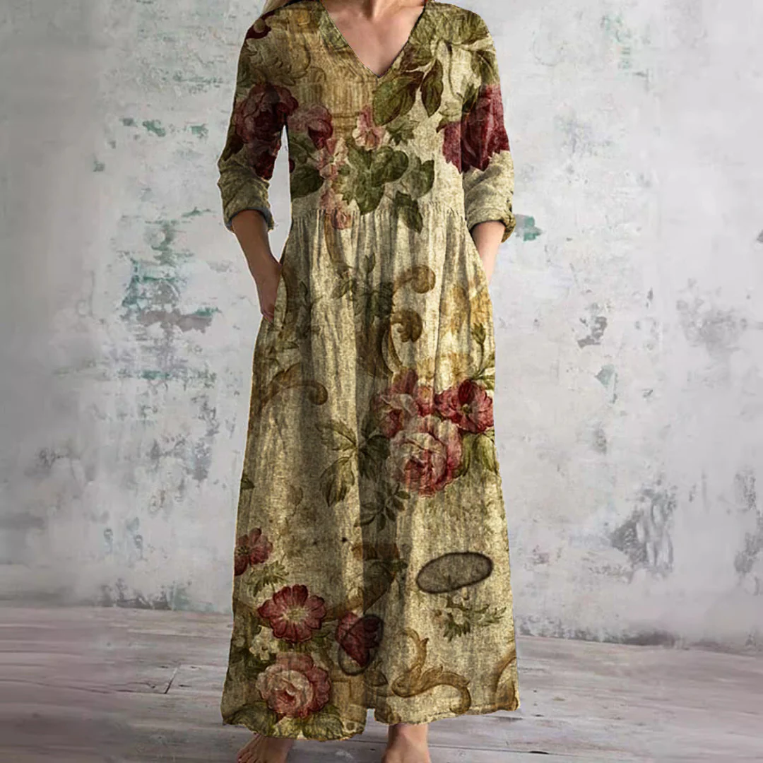 Flowy V-Neck Floral Summer Maxi Dress - Image 10