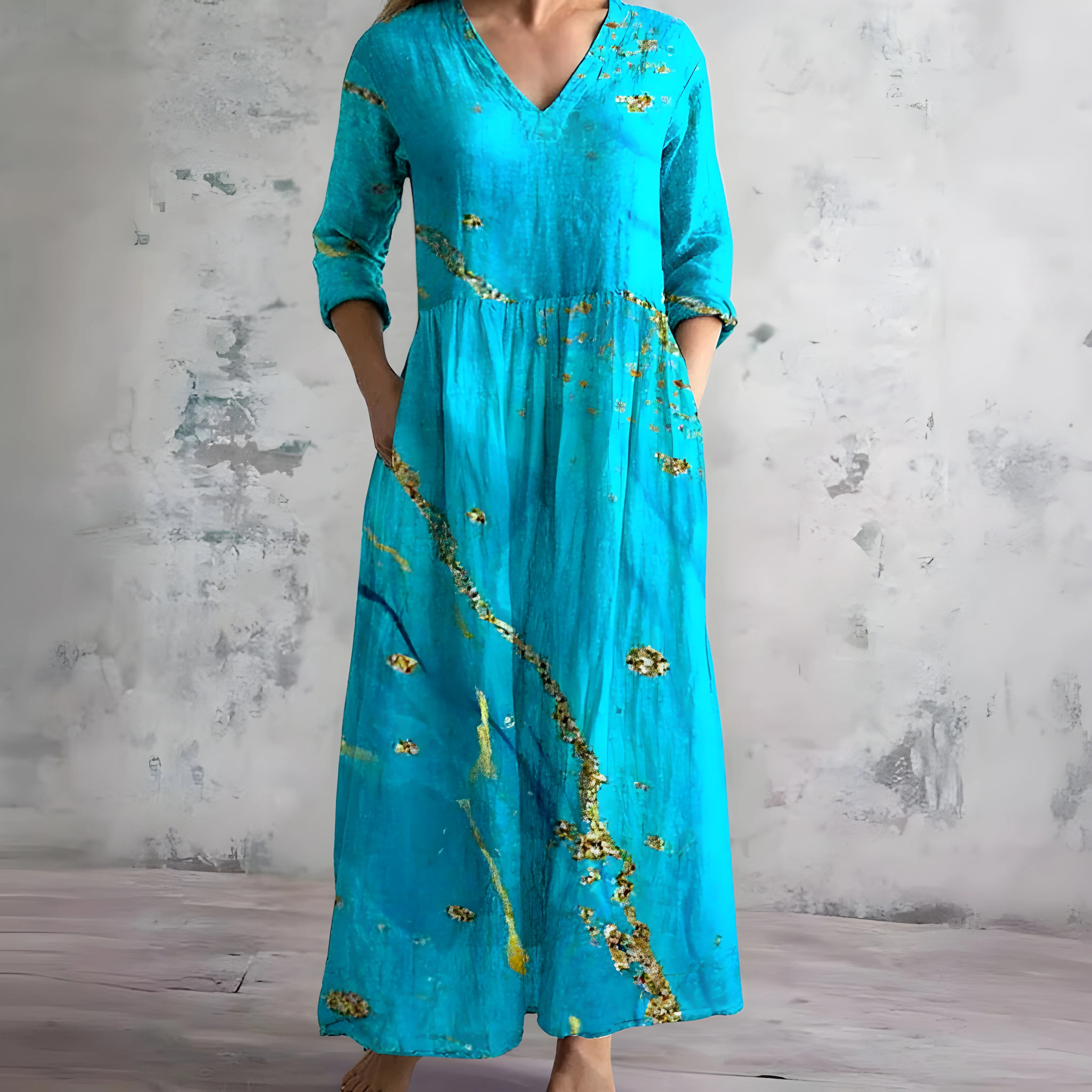 Flowy V-Neck Floral Summer Maxi Dress - Image 8