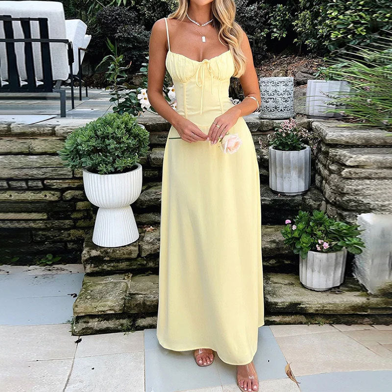 Sleeveless and Ruched Bodice Wedding Guest Maxi Dress - Image 3