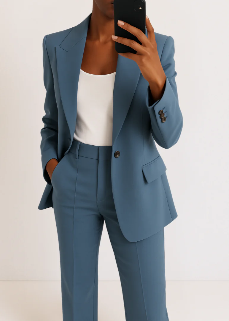 Women's Blazer and Trousers Tailored Two-Piece Pantsuit Set