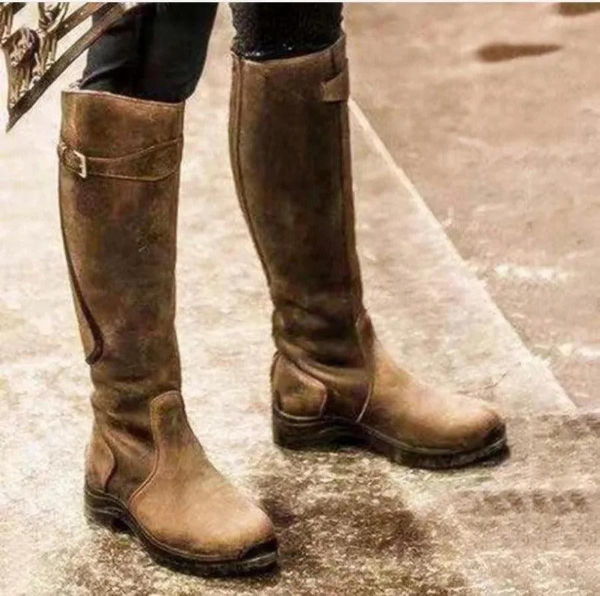 Women's Winter Waterproof Leather Riding Boots - Image 4