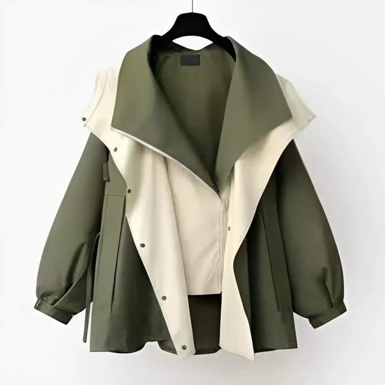 Waterproof Windbreaker Jacket with Layered Hood Design for Women - Image 5
