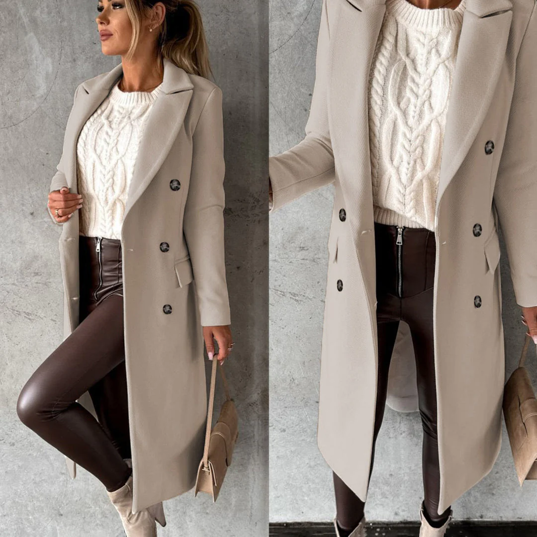 Women's Tailored Double-Breasted Coat - Image 10